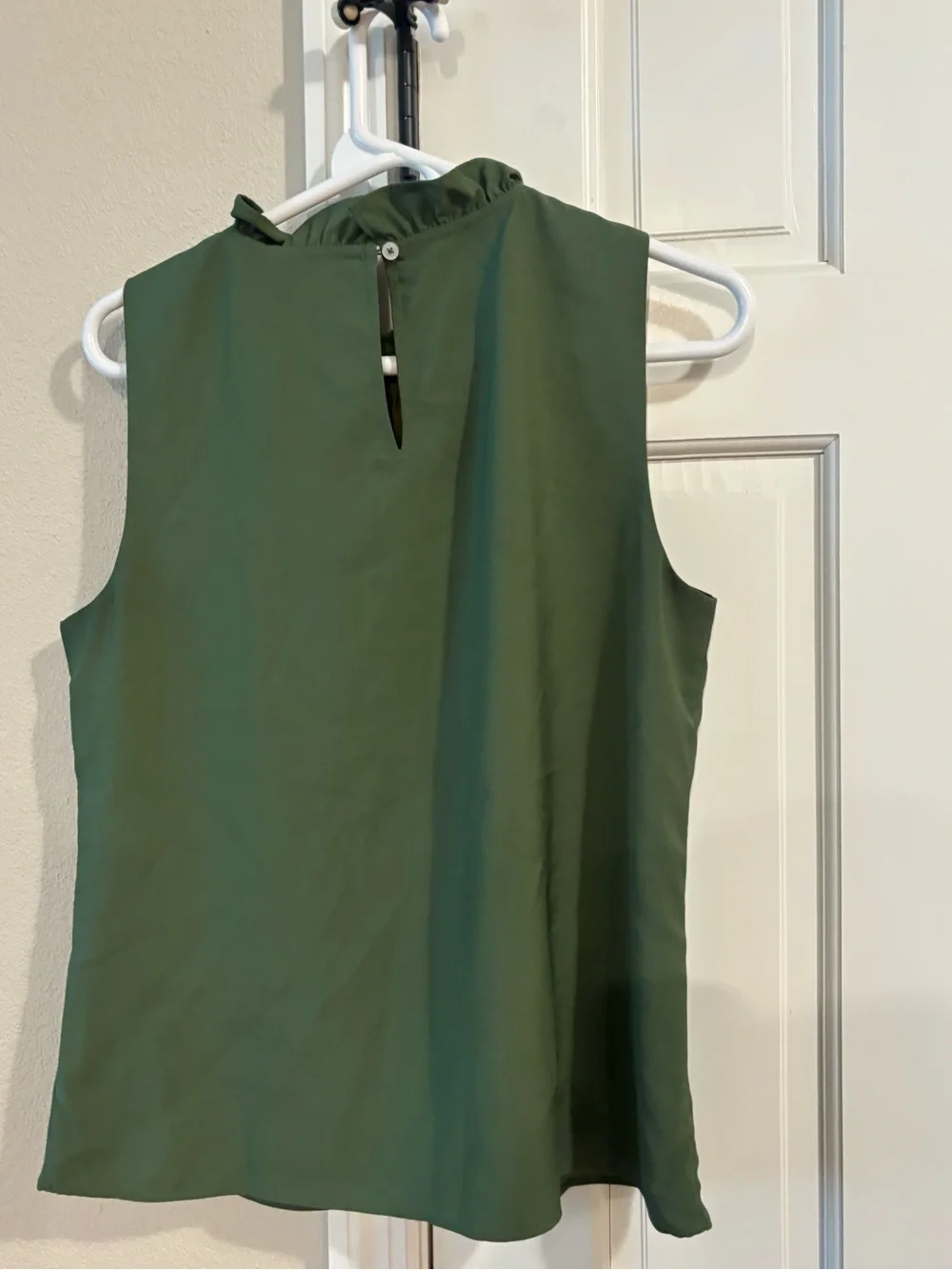J. Crew Olive Green Sleeveless Ruffle-Neck Camisole